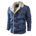 OEM-kundenspezifische Herren-Fleece-Blau-Denim-Jacke-Stickerei